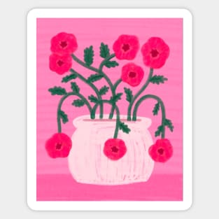 Pink Flowers Matisse Inspired Drawing Sticker